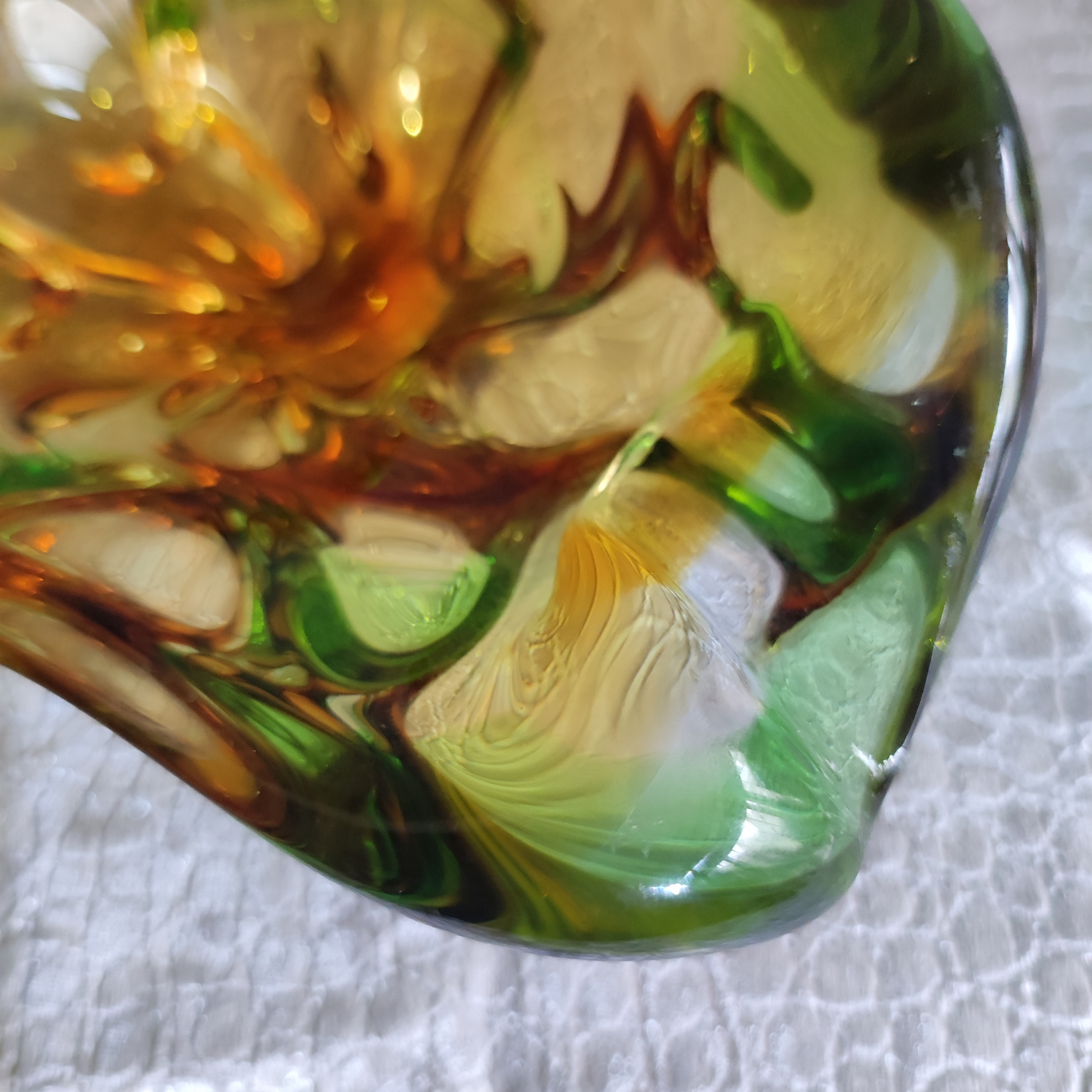 17f Dreieckige Glasschale Murano.