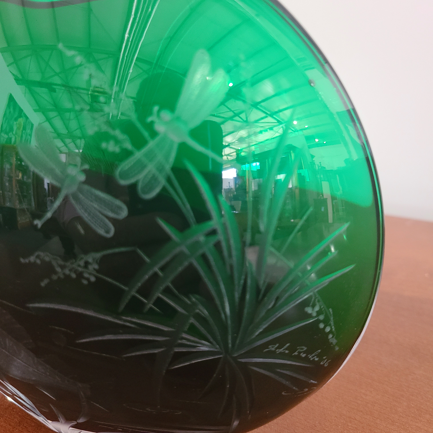 103a Grüne Designerglasvase.