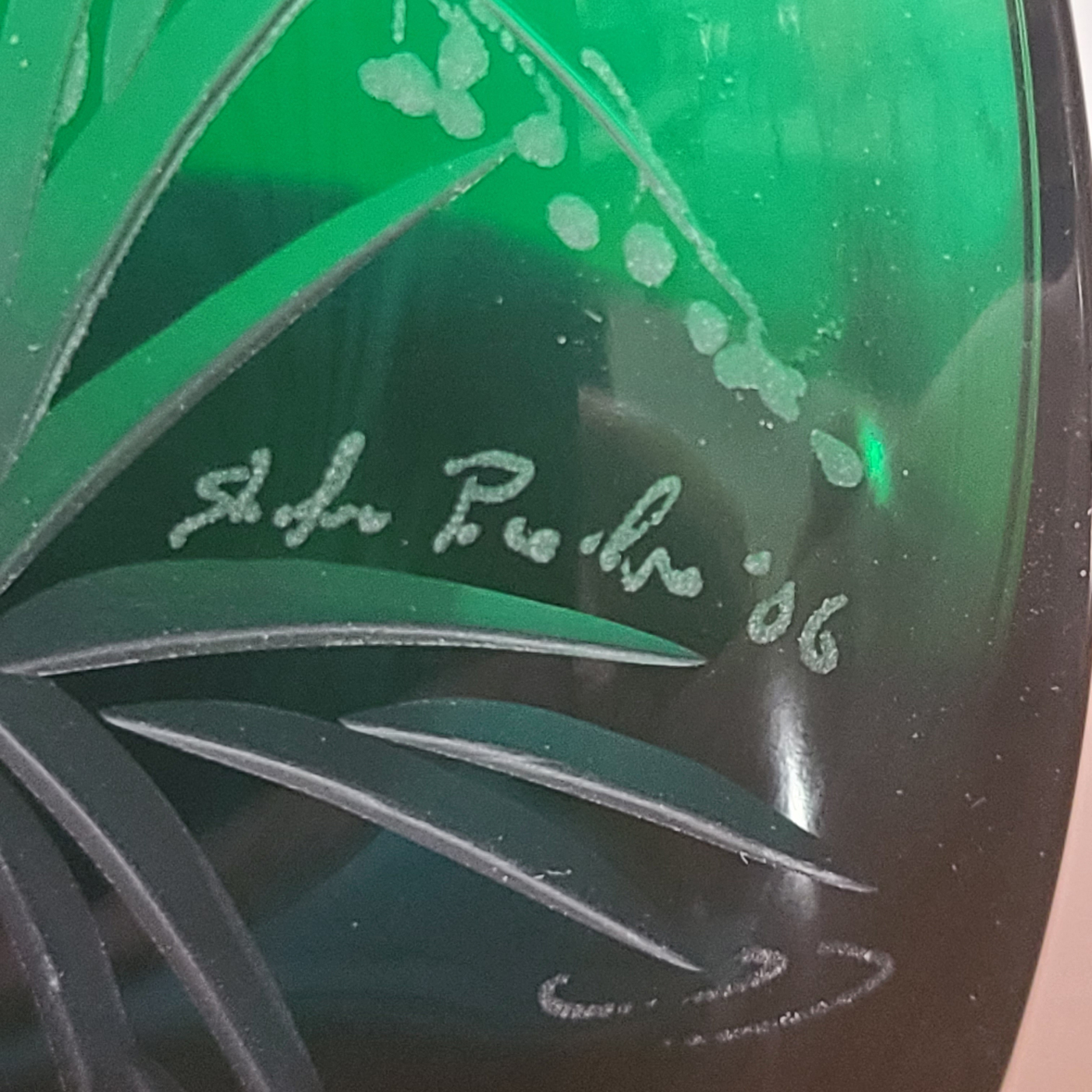 103f Grüne Designerglasvase.