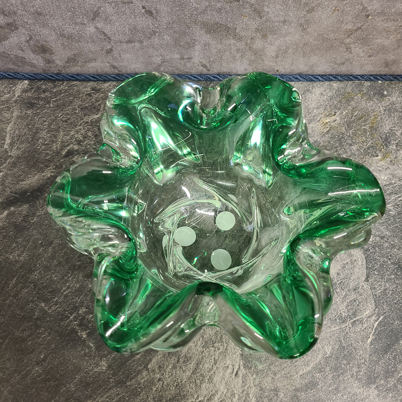 108a Grünliche Muranoglasschale.